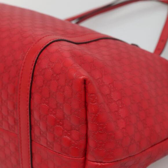 GUCCI Micro GG Canvas Micro Guccissima Bag Leather Red Gold - Picture 12 of 16